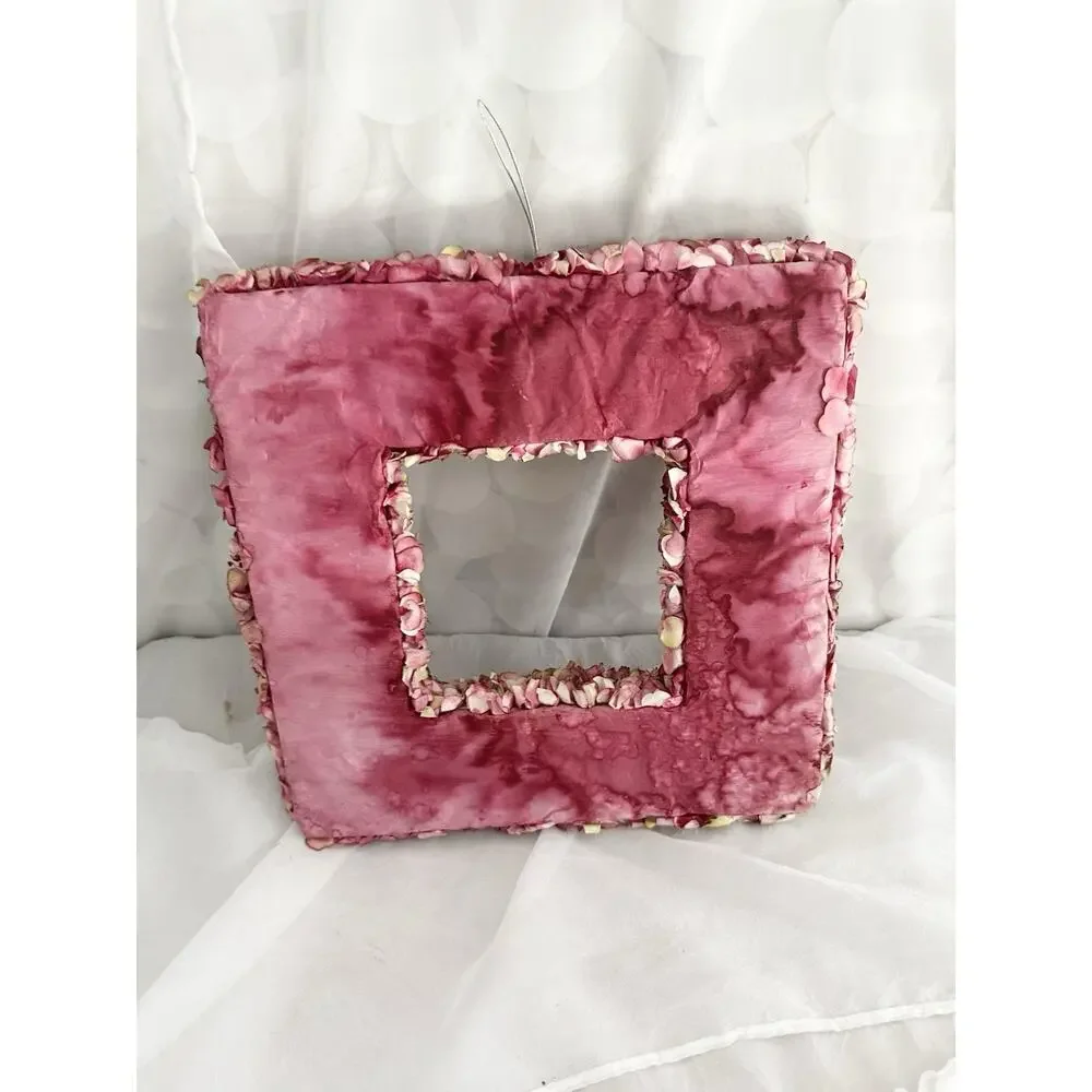 Square Pink Wreath HYDRANGEA FLOWERS Silk paper Shabby Chic Country 12 X 12”